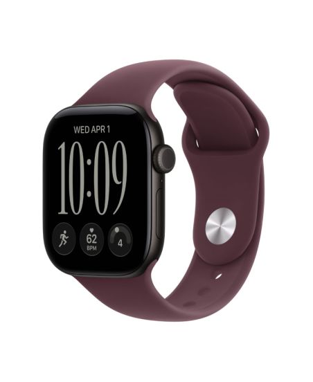 Apple Watch Series 12, 42 mm, Black Aluminum Burgundy Sport Band M/L