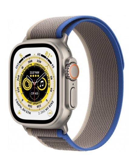 Apple Watch Ultra GPS + Cellular, 49 мм, корпус из титана, ремешок Trail синего/серого цвета