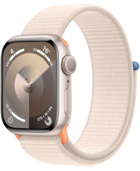 Apple Watch Series 9, 41 мм, корпус из алюминия цвета сияющая звезда, нейлоновый ремешок цвета сияющая звезда