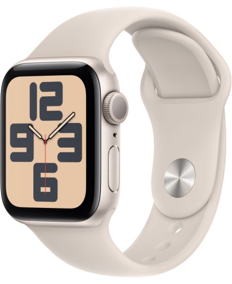 Apple Watch SE 2023, 40 мм, корпус из алюминия цвета сияющая звезда, спортивный ремешок цвета сияющая звезда, GPS