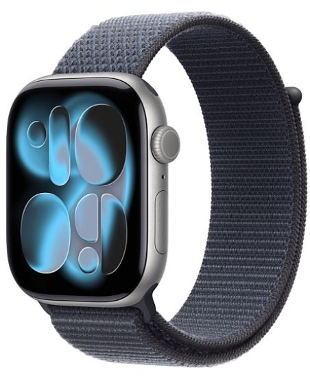 Apple Watch Series 11 42mm, Space Gray Aluminum Case with Sport Loop Anchor Blue